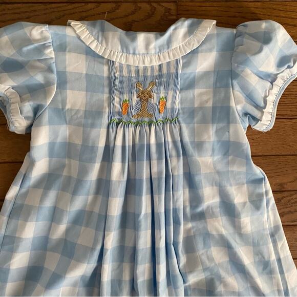 Banana Split smocked Gingham Easter Bunny Girls Boutique Dress sz 6 - Picture 10 of 12